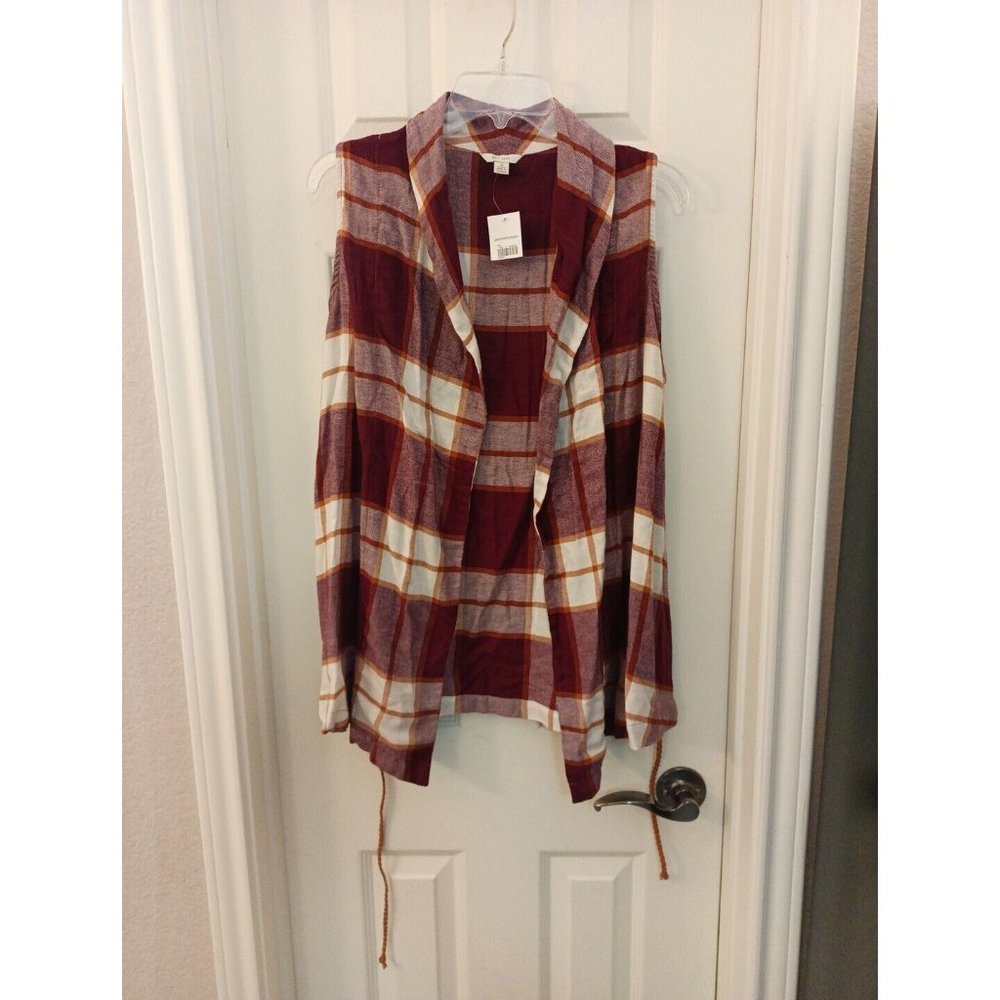 Nwt Women's J/M Sportswear Plaid Pullover Cardigan With Braided Tie Small